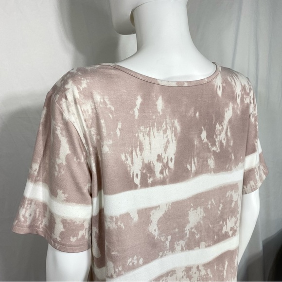 Buttoned Tie-Dye Short Sleeve Top Apricot - Picture 5 of 5